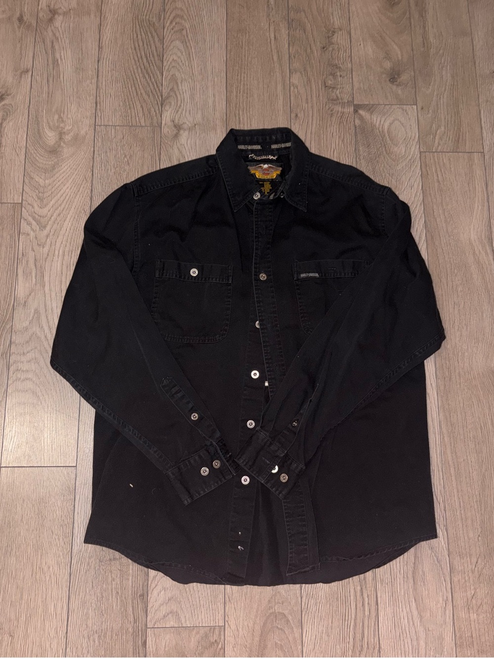 Harley Davidson Black Long-Sleeve Button-Up Shirt